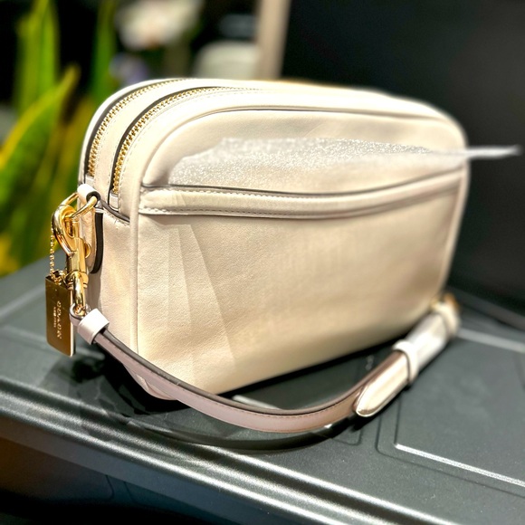 Coach Jes off-white Leather Double Zipper Crossbody Bag Silver Hardware New - Picture 5 of 5